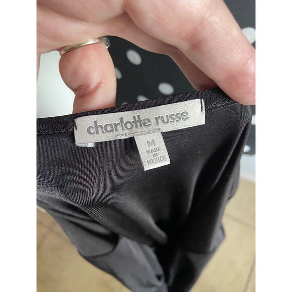 Charlotte Russe Womens‎ Dress Sz M Black Draped Bodycon Silver Strap Ruched NEW - Picture 6 of 6